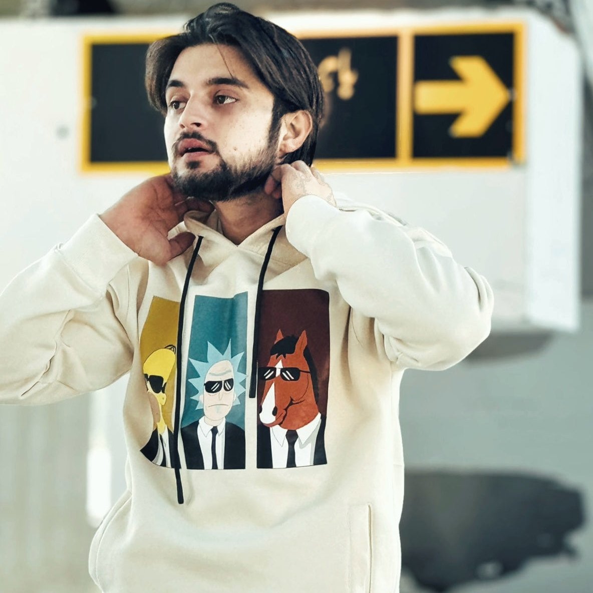 "CROSSOVR" Hoodie BEIGE