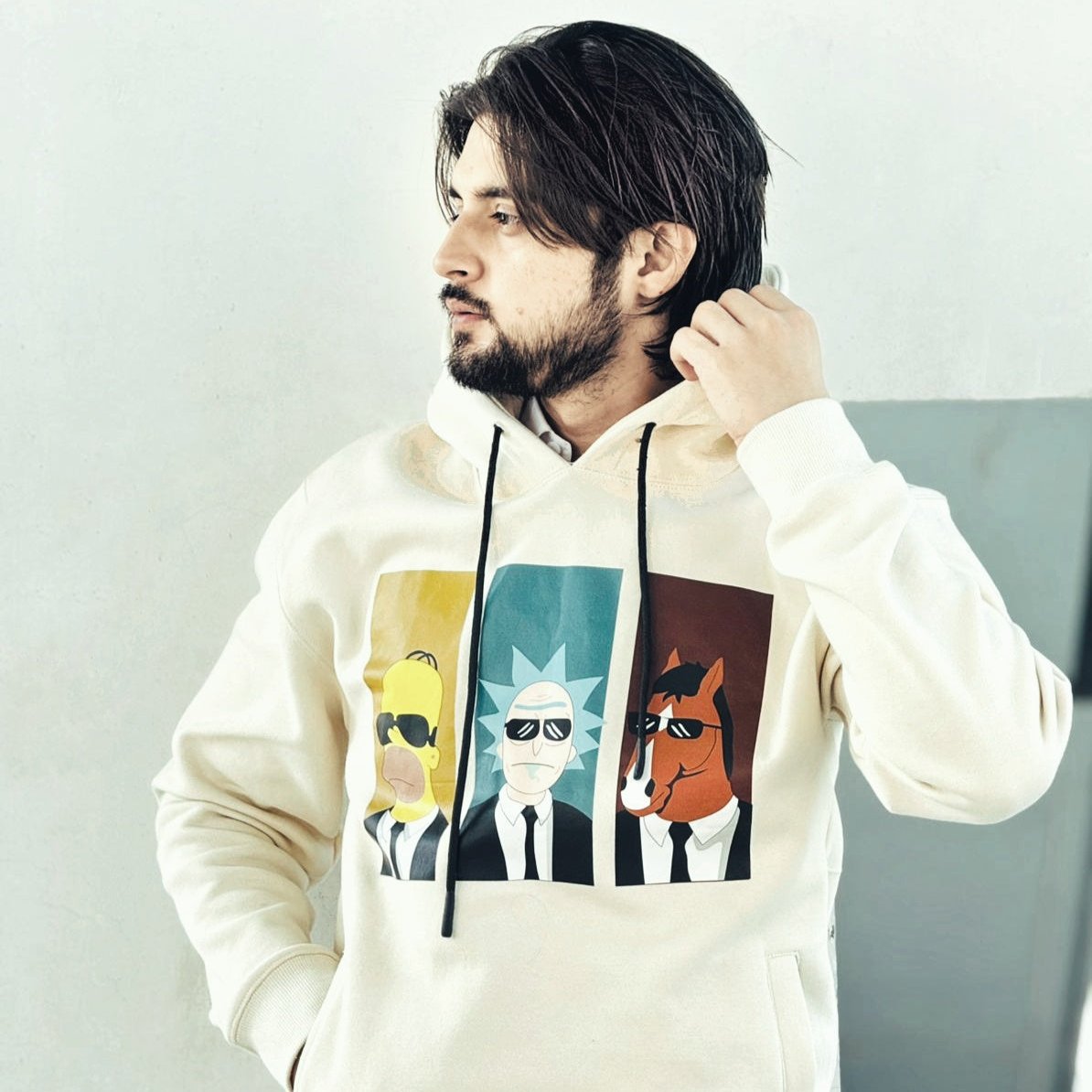 "CROSSOVR" Hoodie BEIGE